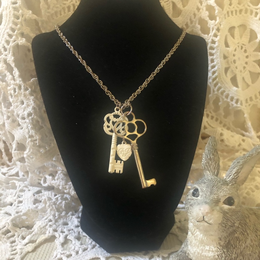 Vintage Betsey Johnson Skeleton Keys Necklace